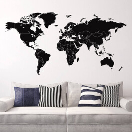Verdenskort med grænser wallsticker