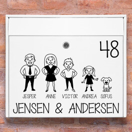Postkasse stickers - #2 familie wallsticker til postkasse hvid