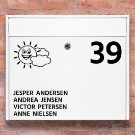 Sol med skyer - Postkasse stickers