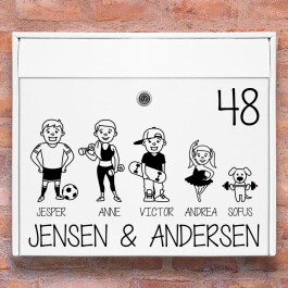 Sport familie - Postkasse stickers