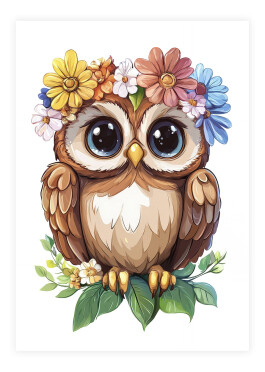 Plakat med en blomsterrig ugle
